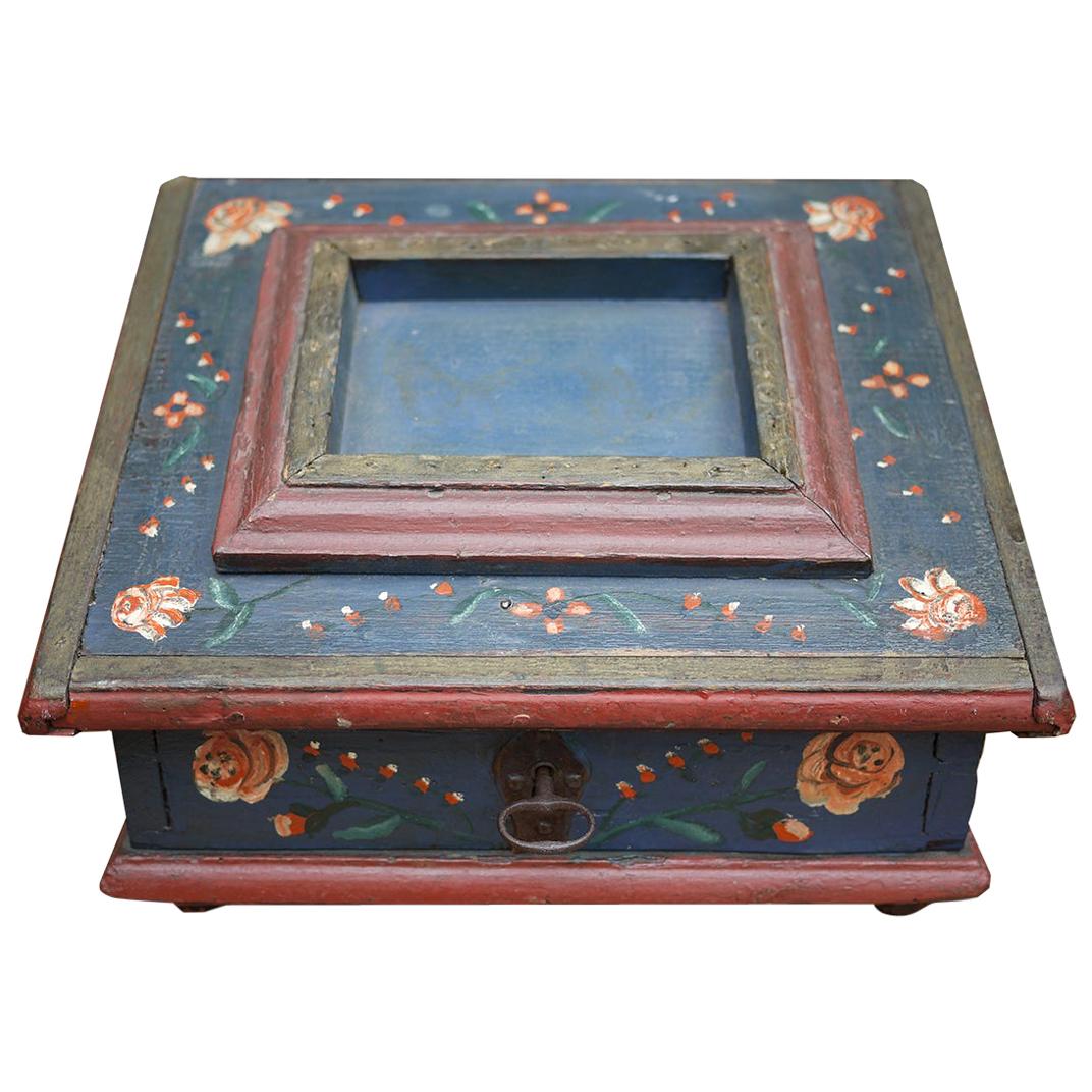 Exceptional European Painted Jewelry Sewing Box, 18th Century