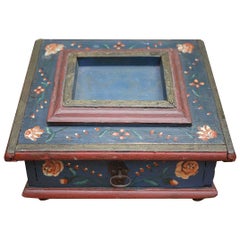 Antique Exceptional European Painted Jewelry Sewing Box, 18th Century