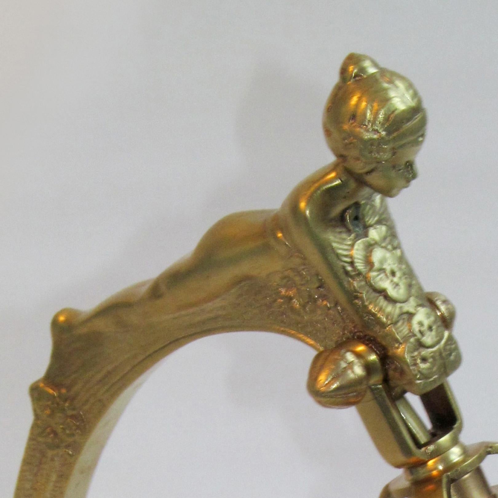 Secessionist Figural Brass Table Lamp, Austria, 1900s For Sale 3