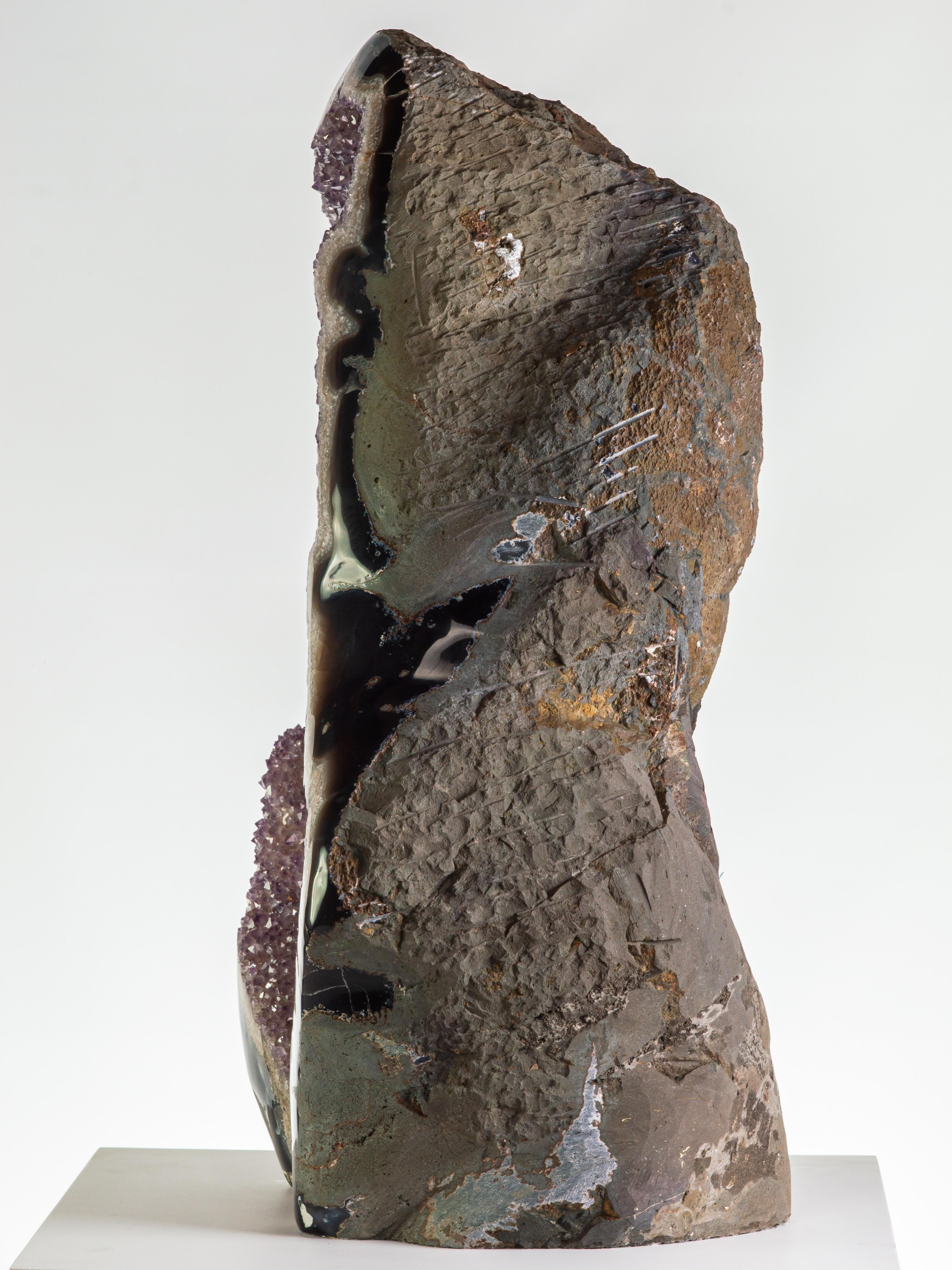 Uruguayan Exceptional “Excalibur” Amethyst Formation, Calcite, Agate, Quartz For Sale
