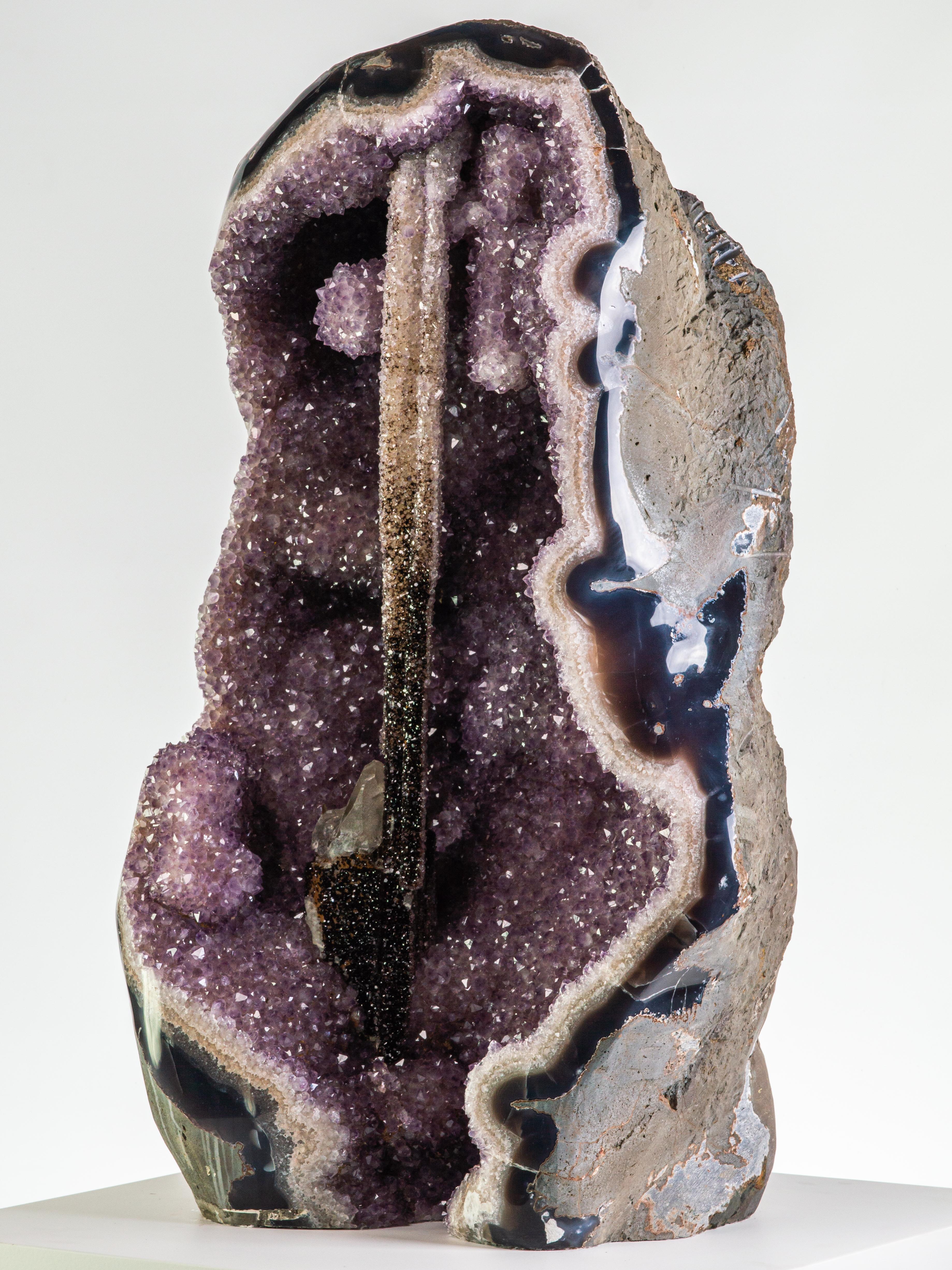18th Century and Earlier Exceptional “Excalibur” Amethyst Formation, Calcite, Agate, Quartz For Sale