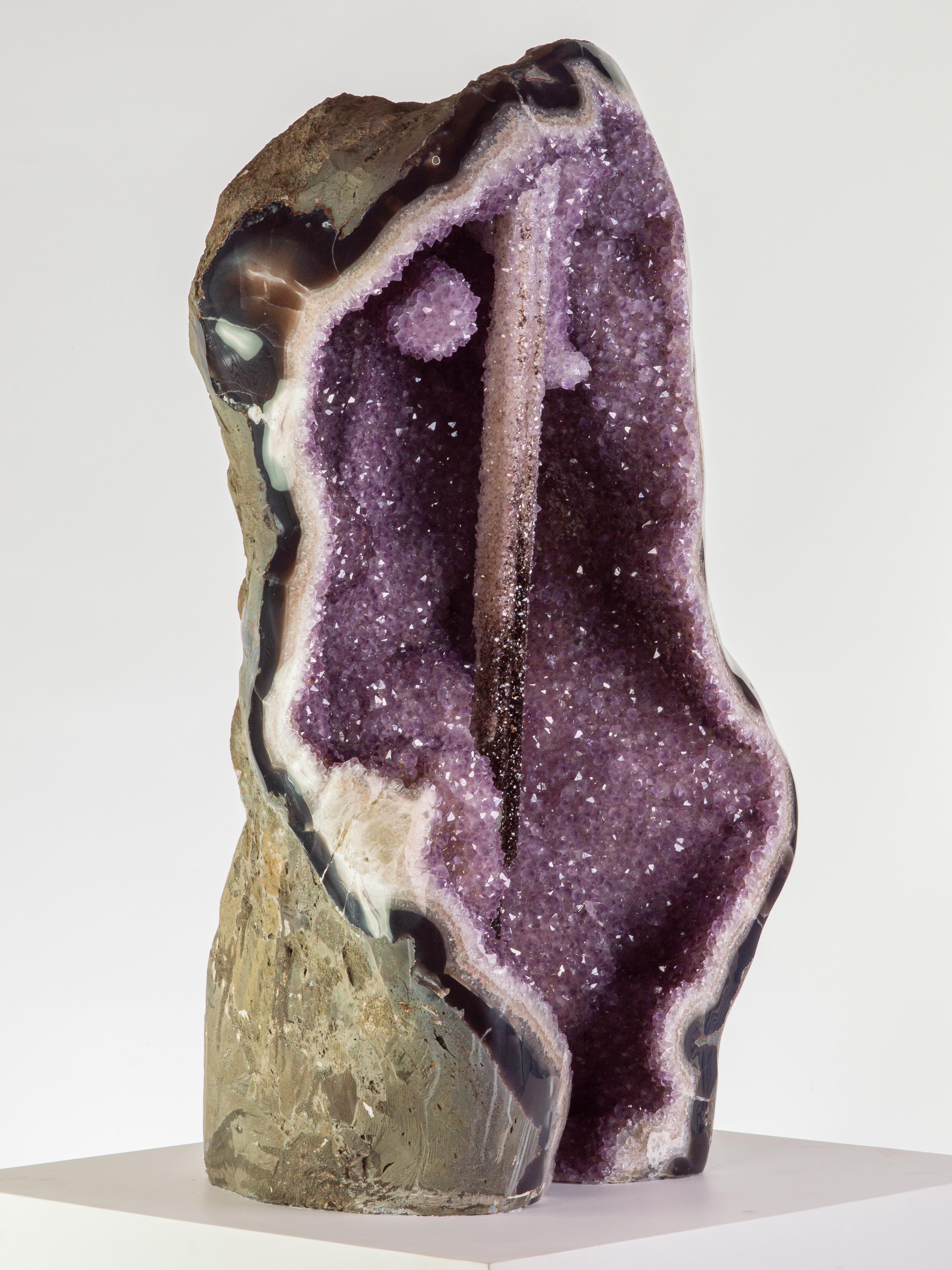 18th Century and Earlier Exceptional “Excalibur” Amethyst Formation, Calcite, Agate, Quartz For Sale