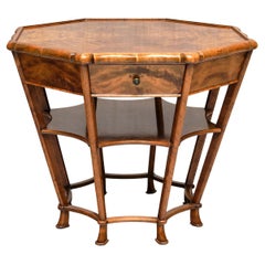 Antique Exceptional Expressionist Octagonal Center Table in Flamed Birch, Germany, 1920s