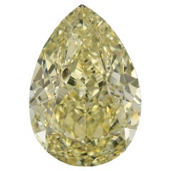 Exceptional Fancy Light Yellow GIA Certified 15.37 Carat Pear Cut Diamond
