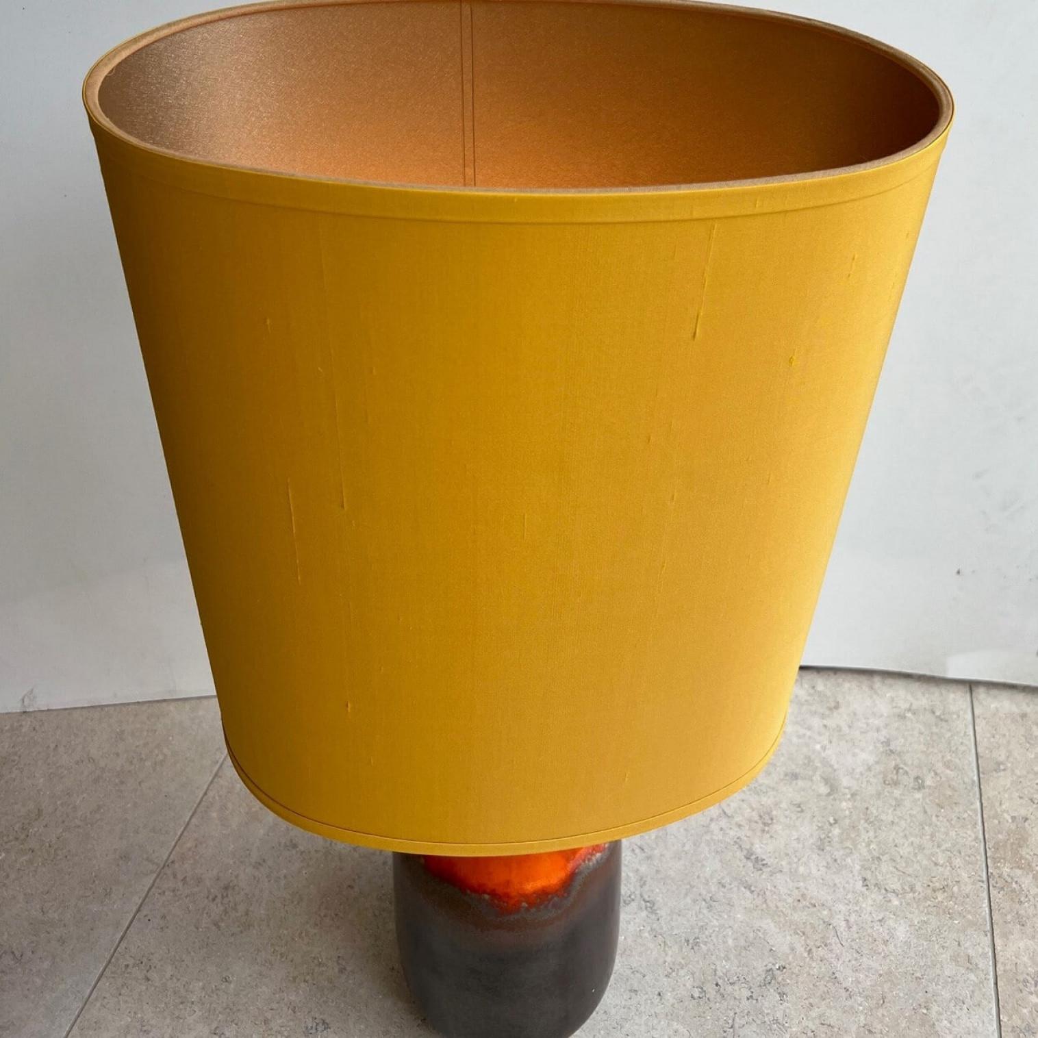 Exceptional Fat Lava Green Brown Orange Ceramic Lamp, West-Germany For Sale 8