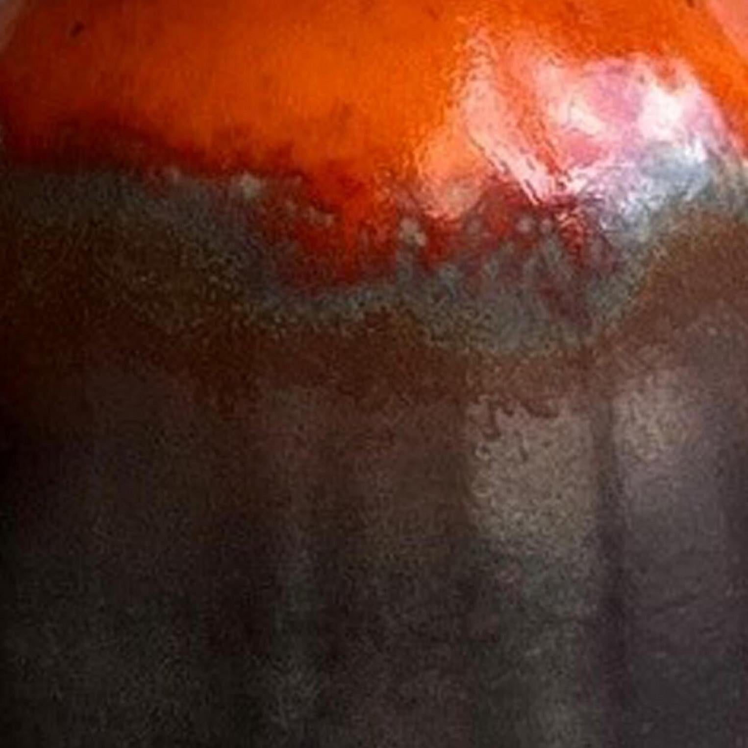 Exceptional Fat Lava Green Brown Orange Ceramic Lamp, West-Germany For Sale 9