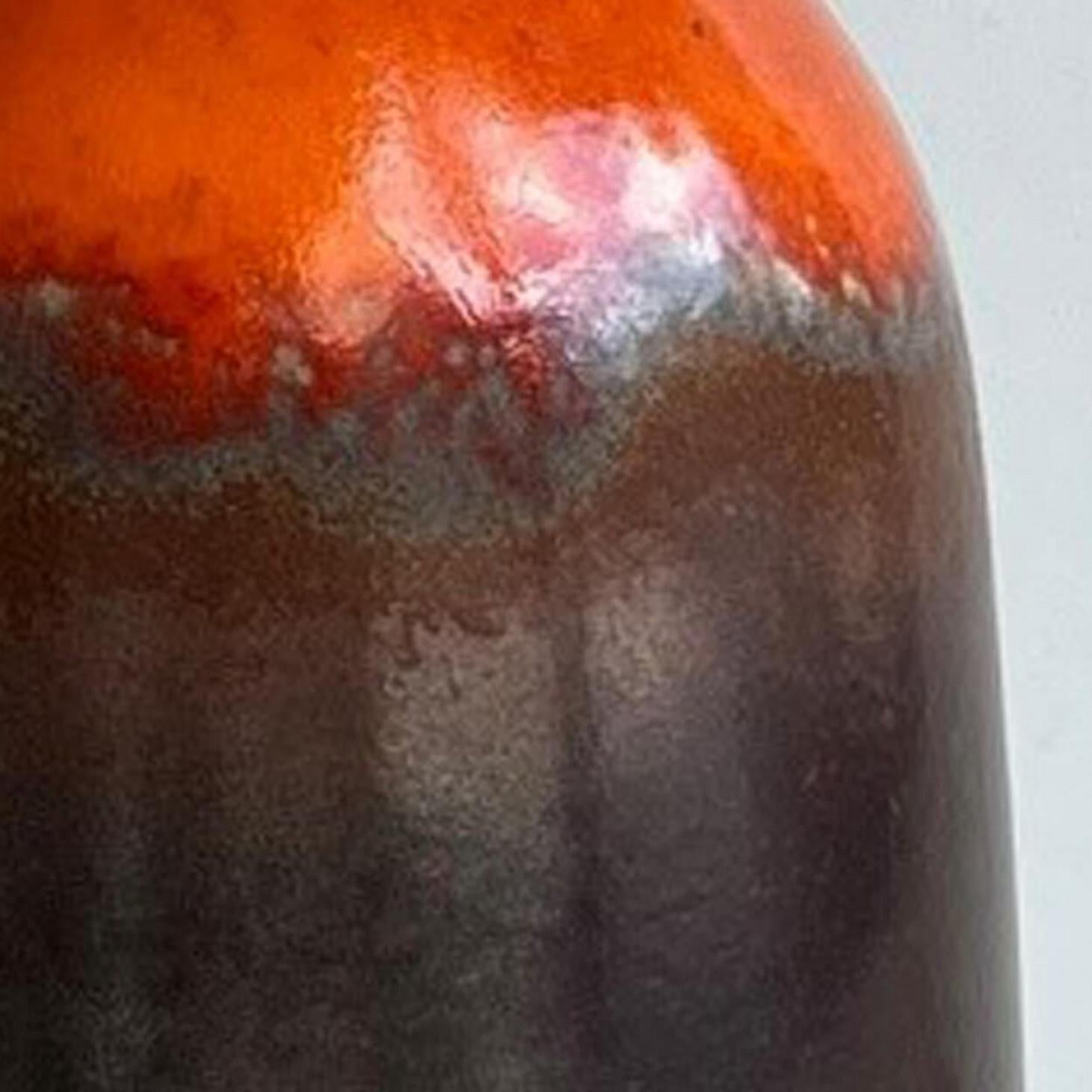 Mid-Century Modern Exceptional Fat Lava Green Brown Orange Ceramic Lamp, West-Germany For Sale