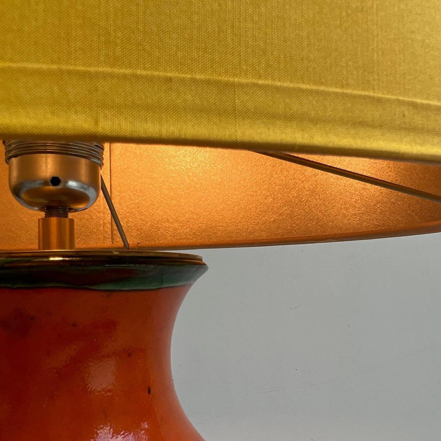 Exceptional Fat Lava Green Brown Orange Ceramic Lamp, West-Germany In Good Condition For Sale In Rijssen, NL