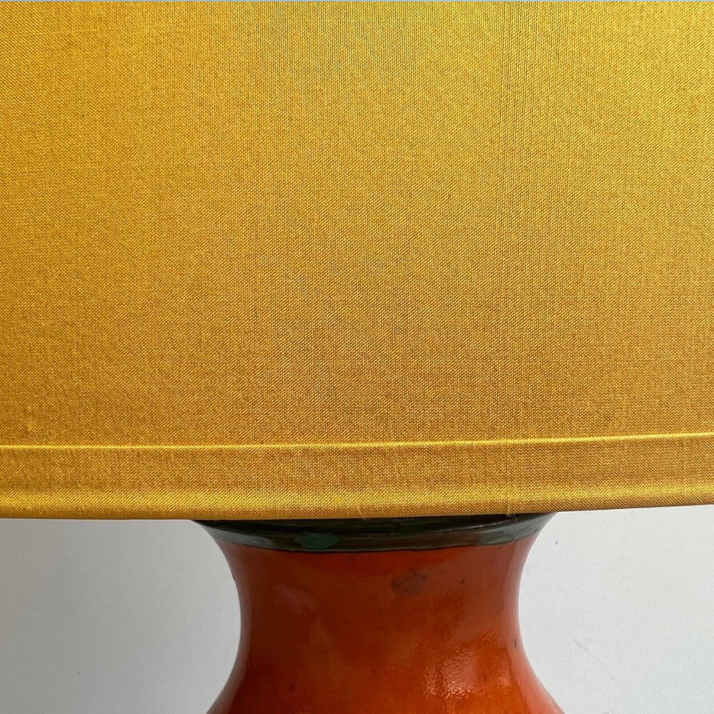 Exceptional Fat Lava Green Brown Orange Ceramic Lamp, West-Germany For Sale 3