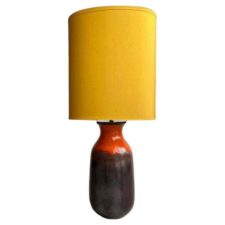 Exceptional Fat Lava Green Brown Orange Ceramic Lamp, West-Germany
