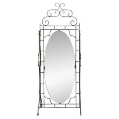 Exceptionnel faux bambou  Miroir de cheval en fer