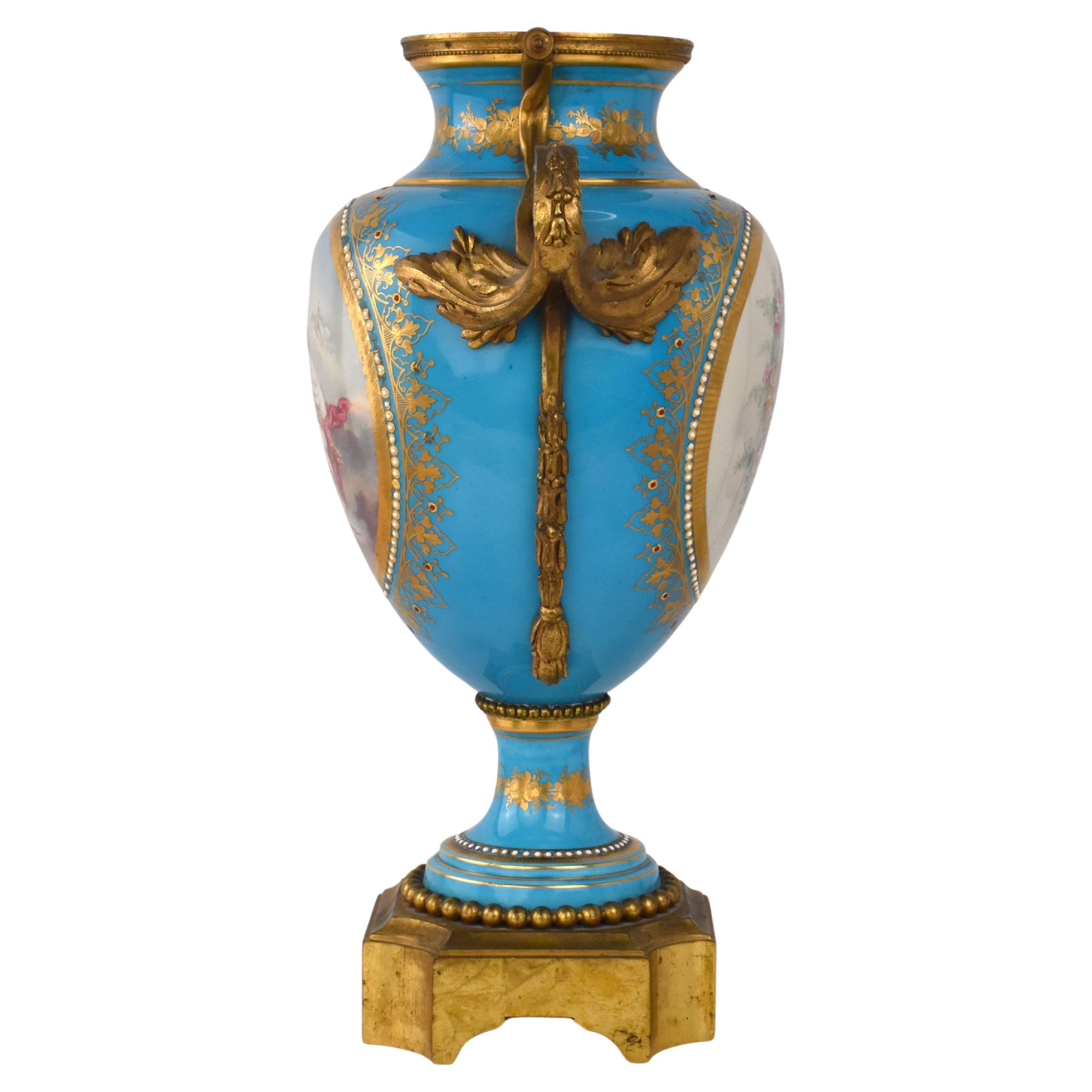 Napoleone III ECCEZIONALE VASO DI PORCELLANA ANTICO SÈRVERS FRANCESE, XIX SECOLO in vendita