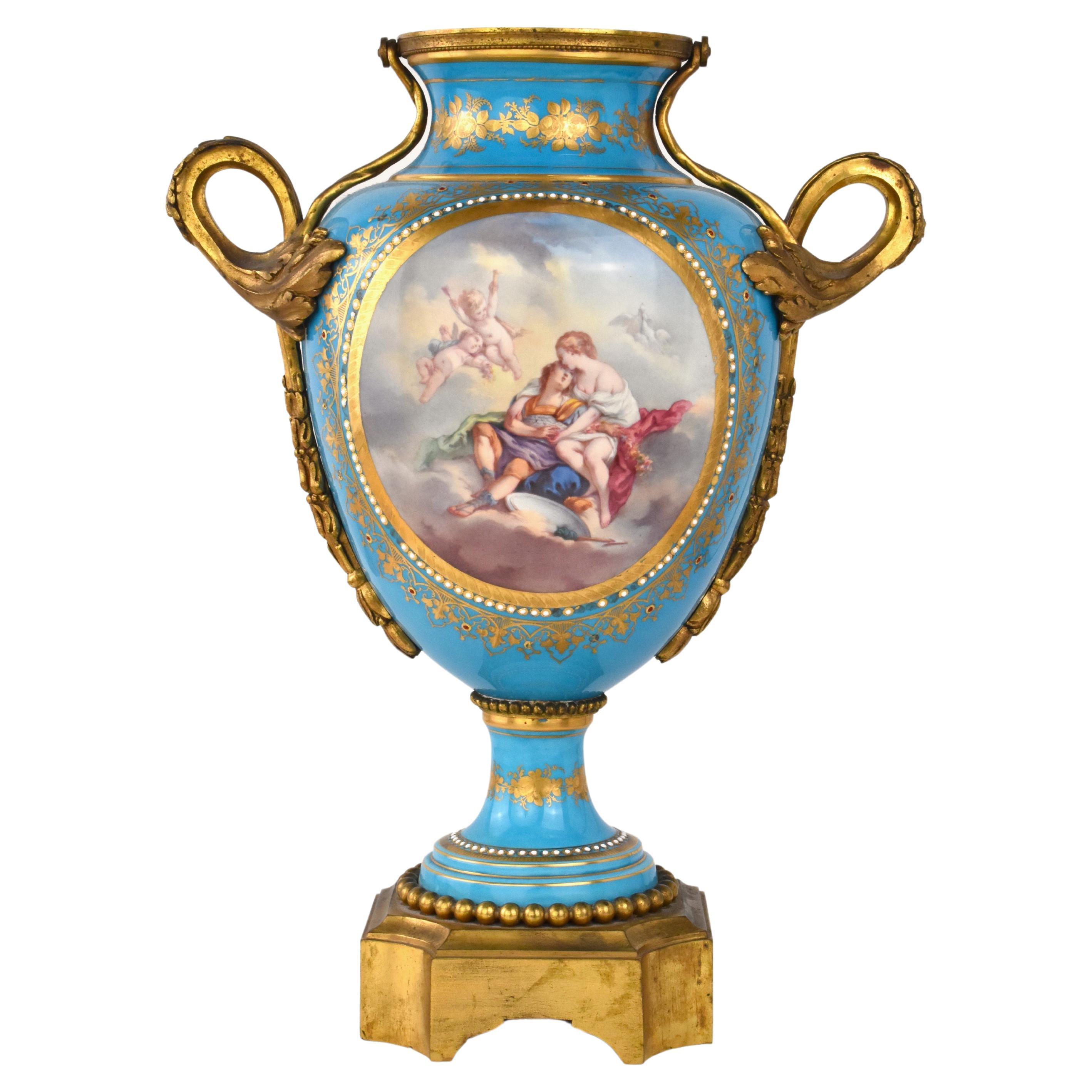 ECCEZIONALE VASO DI PORCELLANA ANTICO SÈRVERS FRANCESE, XIX SECOLO in vendita