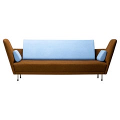 Finn Juhl 57 Sofa Scandinavian Mid Century Design in Brown Blue Wool Denmark