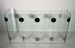 Exceptional Fireplace Screen made of 6 Glass Panels and Chrome Hinges
