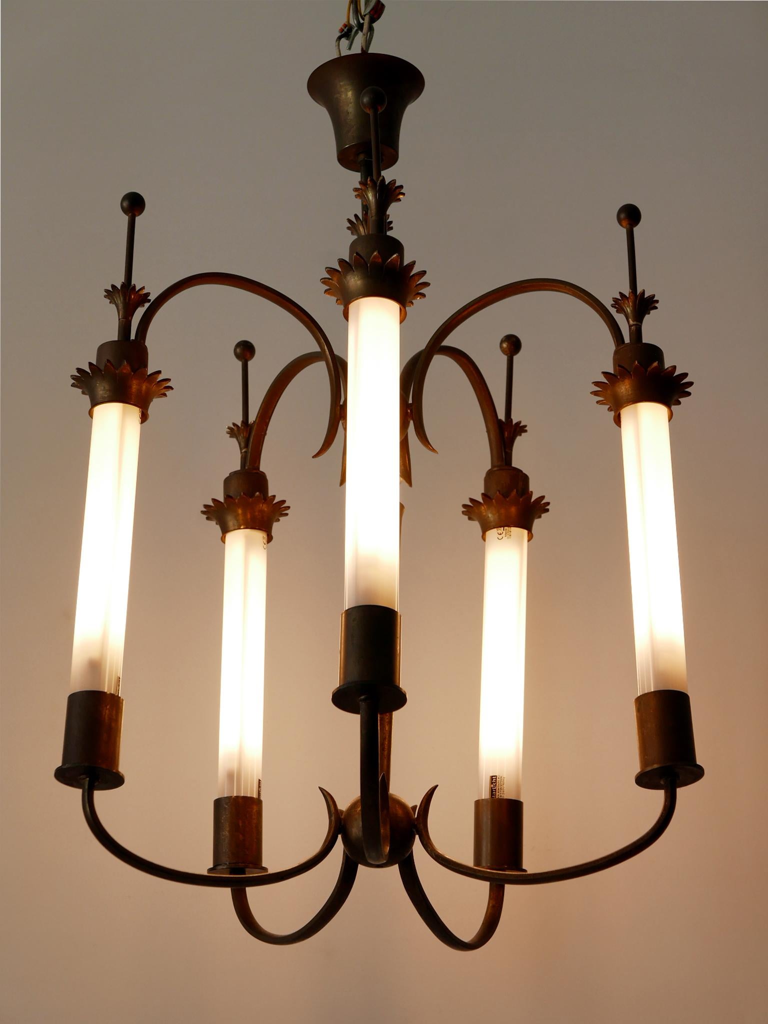Exceptional Five-Flamed Art Deco Chandelier or Ceiling Lamp Germany 1930s For Sale 5