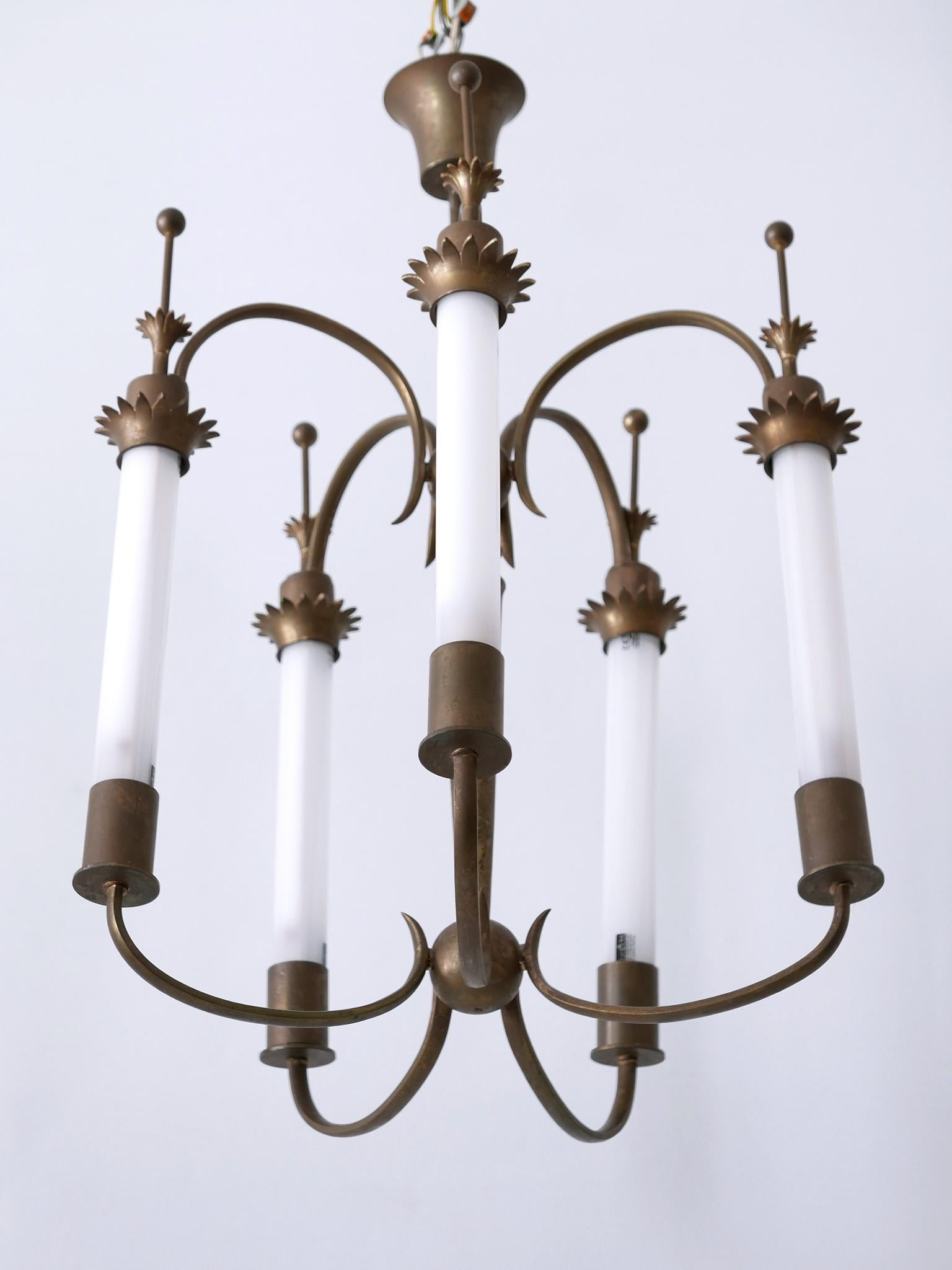 Exceptional Five-Flamed Art Deco Chandelier or Ceiling Lamp Germany 1930s For Sale 6