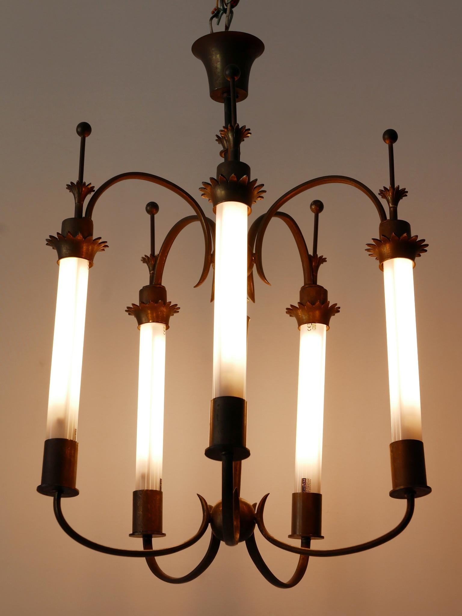 Exceptional Five-Flamed Art Deco Chandelier or Ceiling Lamp Germany 1930s For Sale 7