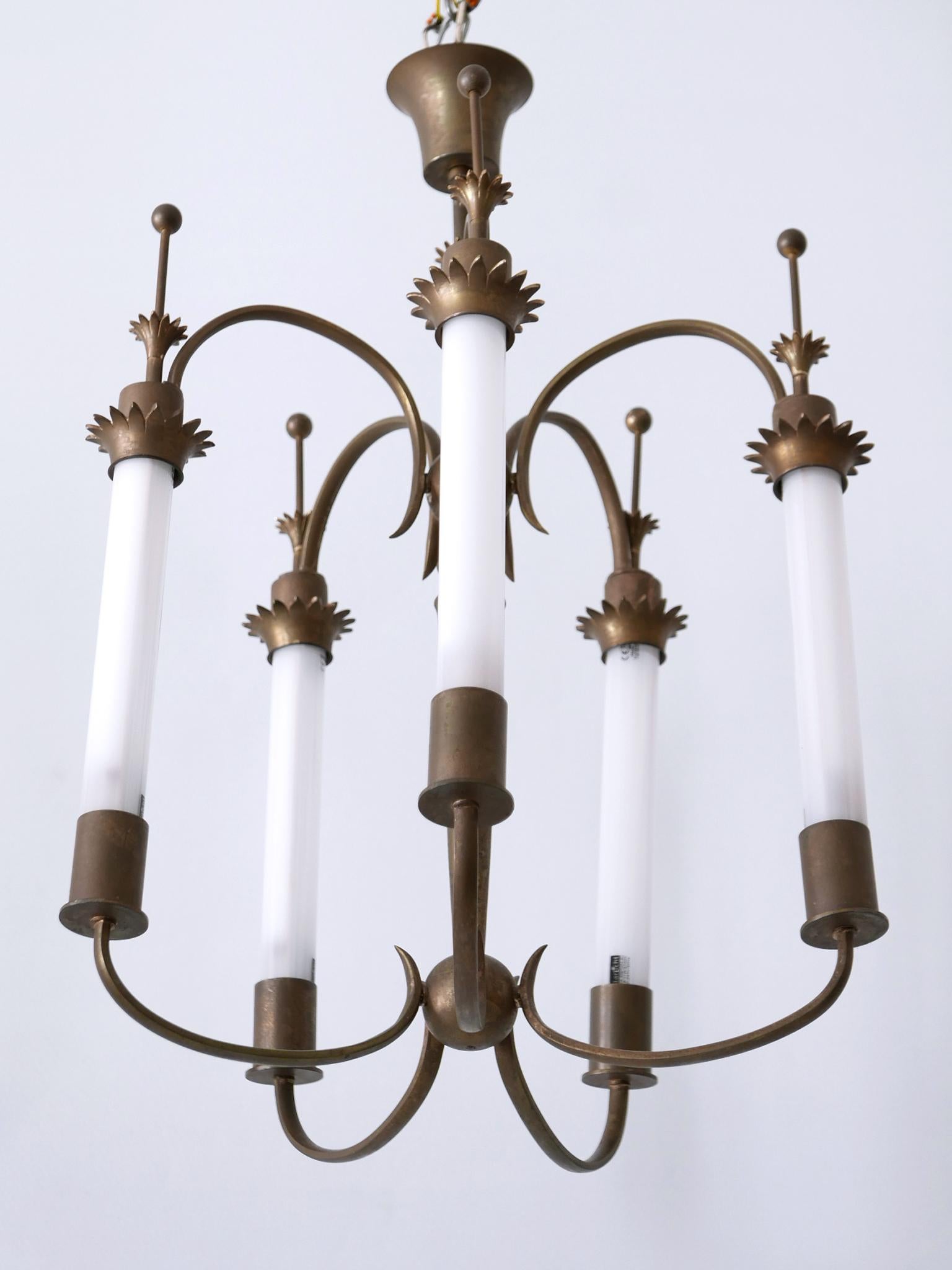 Exceptional Five-Flamed Art Deco Chandelier or Ceiling Lamp Germany 1930s For Sale 4
