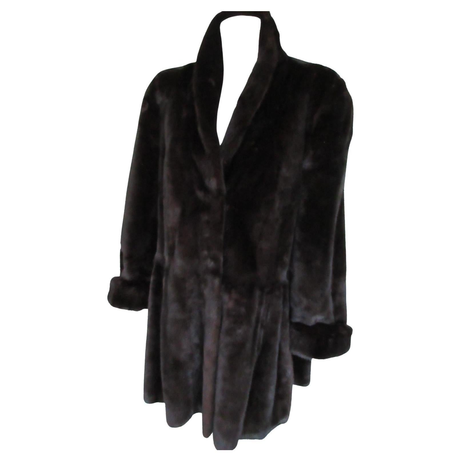 Exceptional Flared Brown Mink Fur Coat 