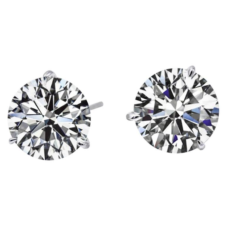 Internally Flawless D/E Color GIA Certified 4.42 Carat Studs  Excellent Cut