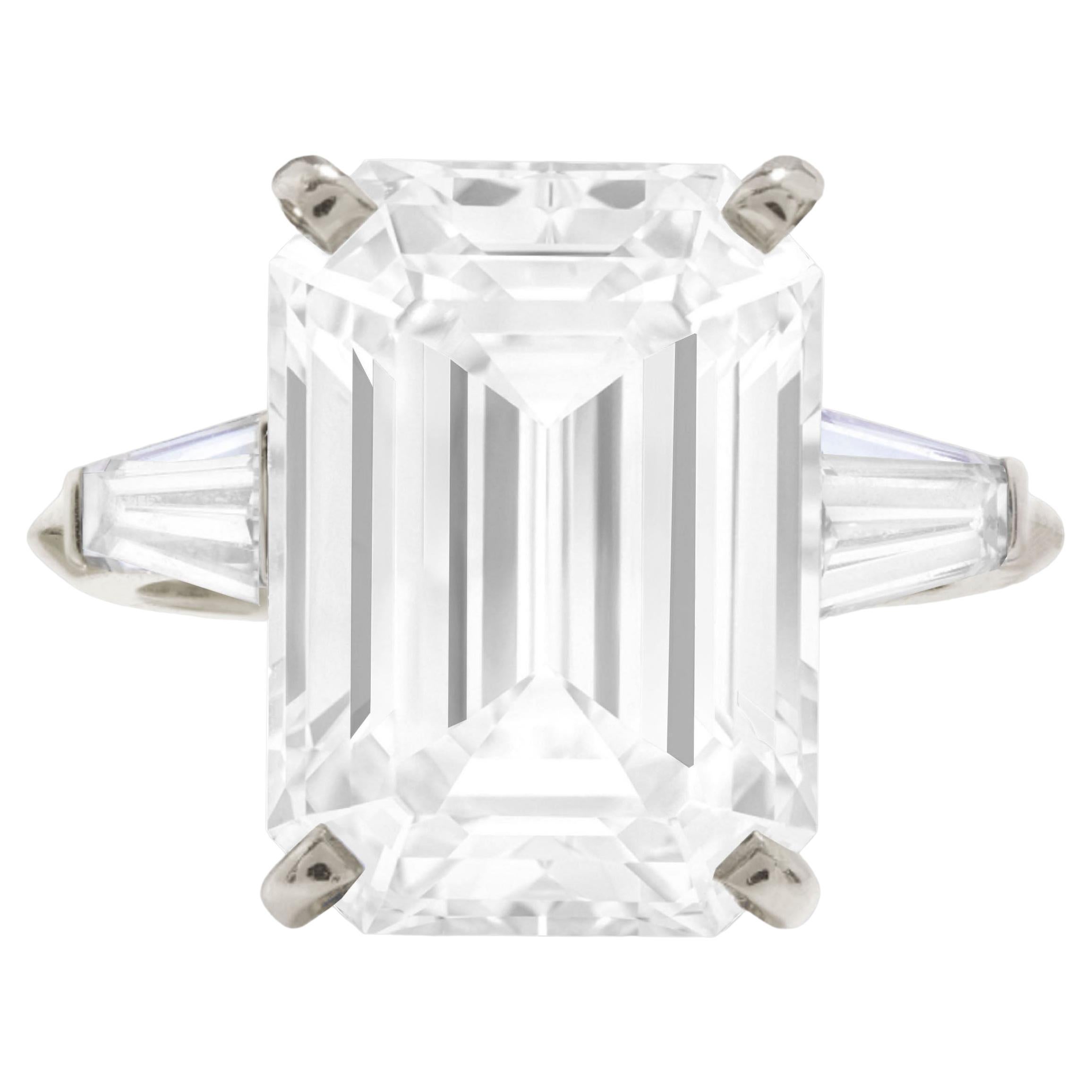 GOLCONDA TYPE 2A GIA Certified 10 Carat Emerald Cut Diamond Ring