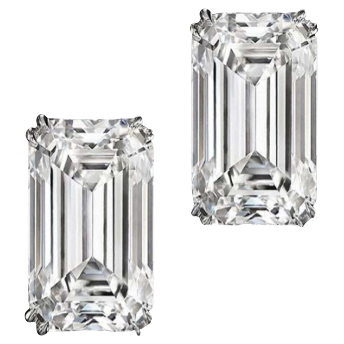 Exceptional Flawless GIA Certified 4.23 Carat Emerald Cut Diamond Studs