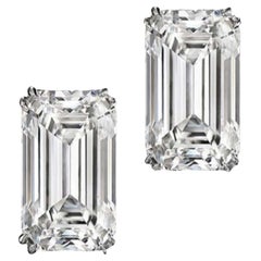 Exceptional Flawless GIA Certified 4.23 Carat Emerald Cut Diamond Studs