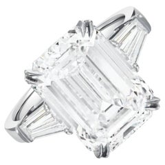 ECCEZIONALE anello di platino con diamante taglio smeraldo da 5 carati certificato GIA senza difetti