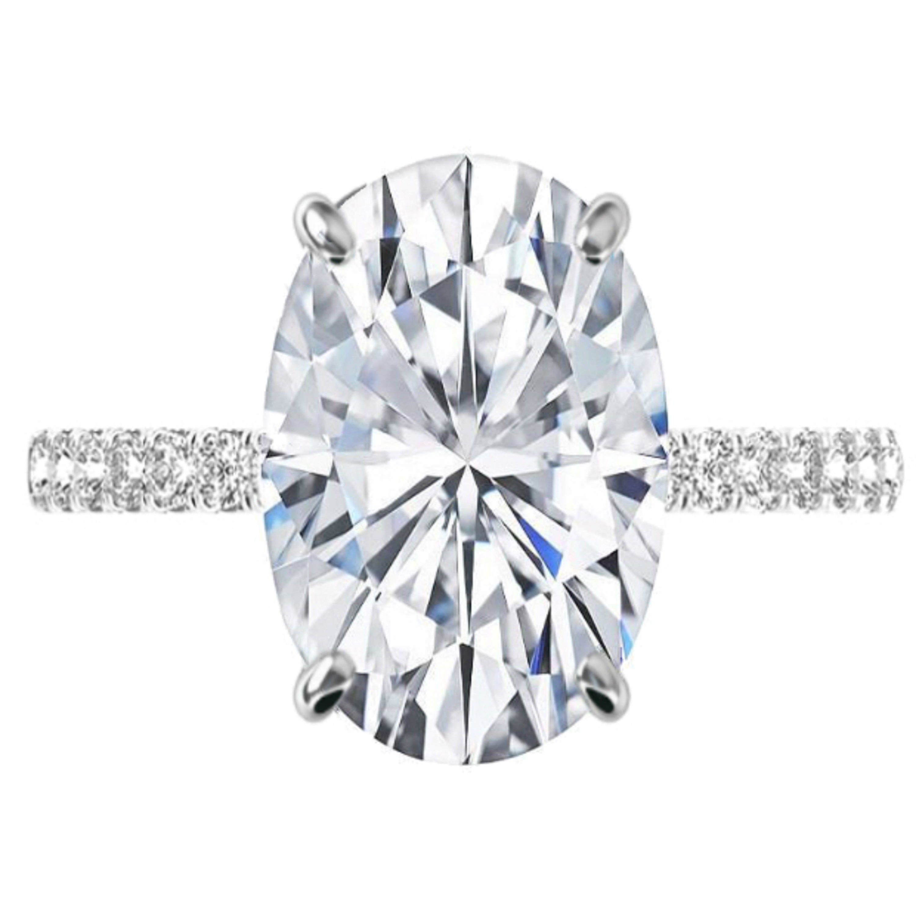 GIA Certified 5.04 Carat Oval Cut Diamond Solitaire Ring with Pavè