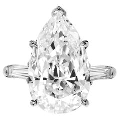 Exceptional Flawless GIA Certified 7.50 Carat Pear Cut Diamond Solitaire Ring