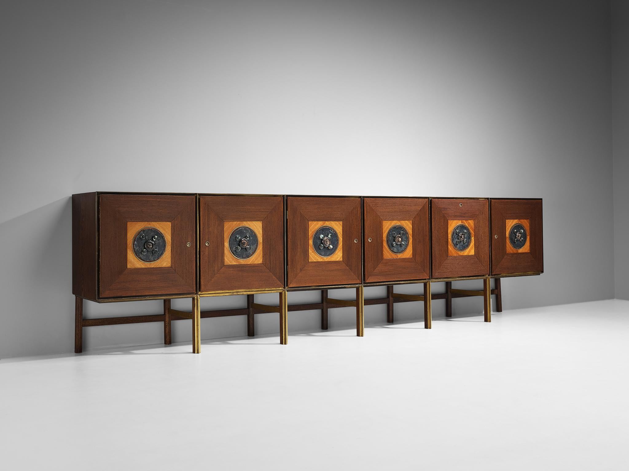 Exceptional Flemish Sideboard in Wenge and Ceramics In Good Condition In Waalwijk, NL