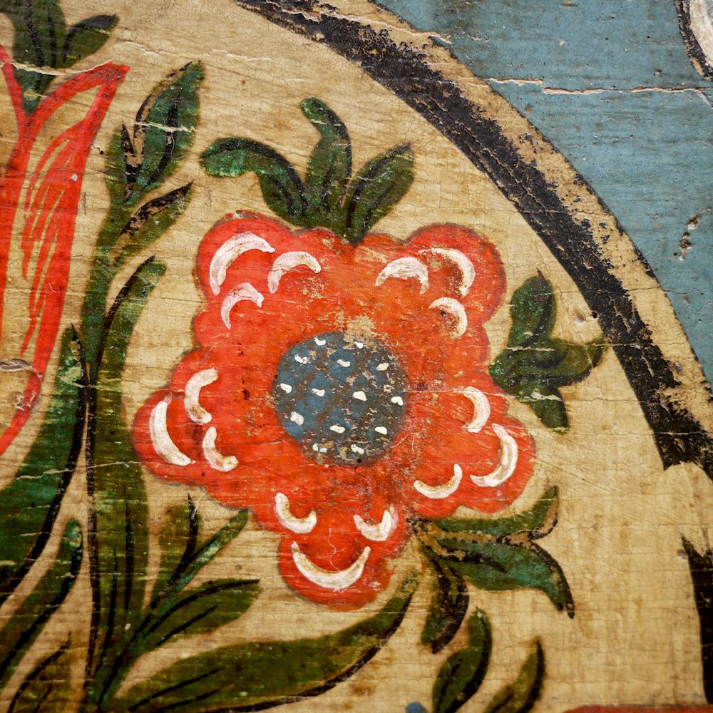 Exceptional Floral Painted Blue and Red Blanket Chest, Alps 1776 - Original 1