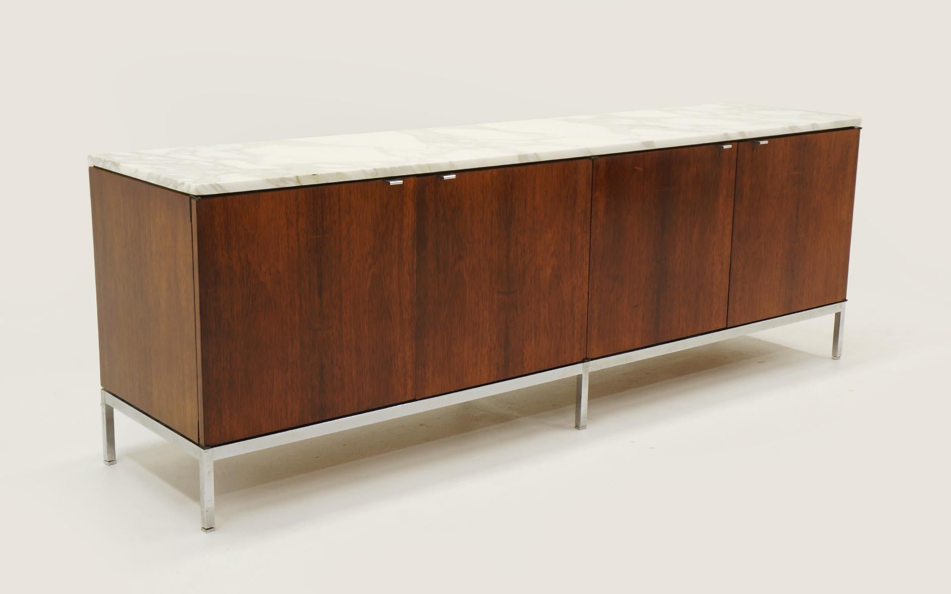 American Exceptional Florence Knoll Marble-Top Rosewood Credenza