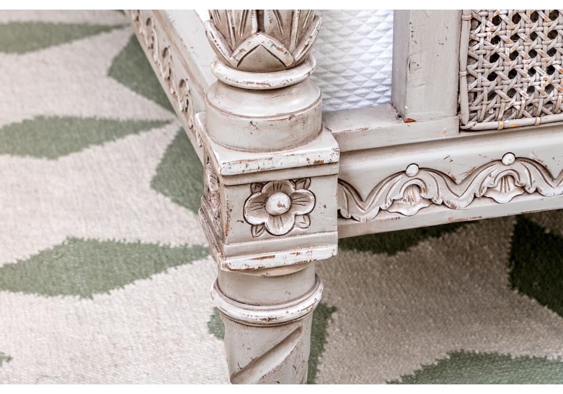 Exceptional Florentine Painted And Caned Queen Bed for Restoration For Sale 6
