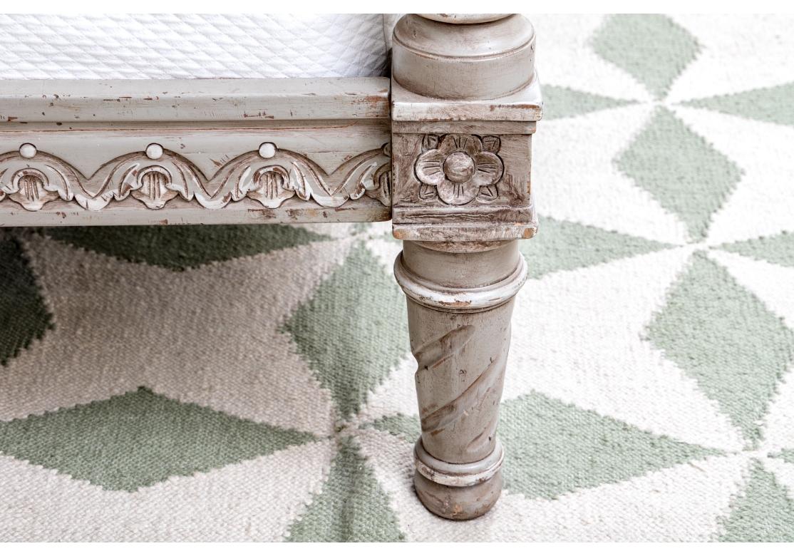 Exceptional Florentine Painted And Caned Queen Bed for Restoration For Sale 9