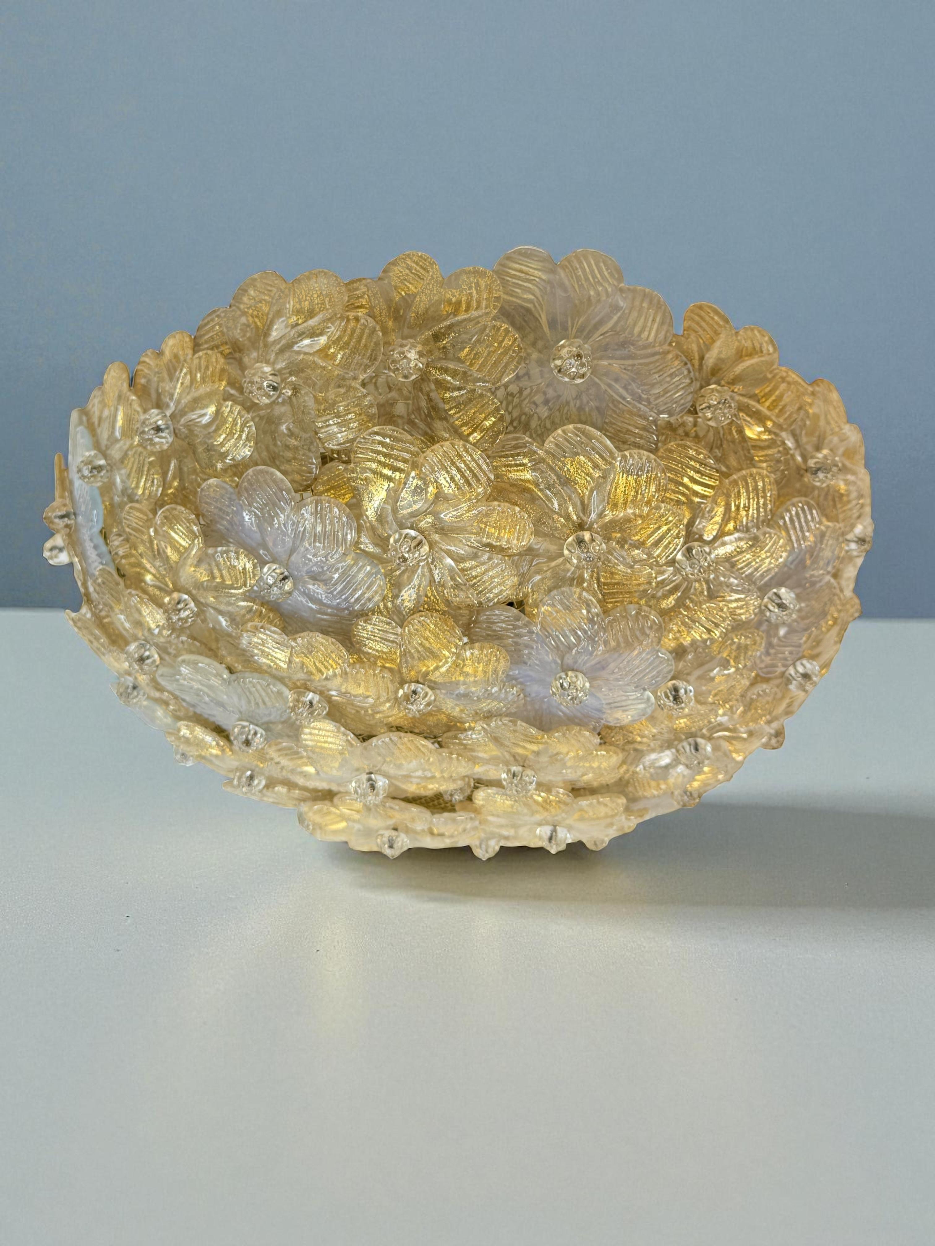 Exceptional Flower Flush Mount by Seguso Murano Venice Italy, 1950s For Sale 6