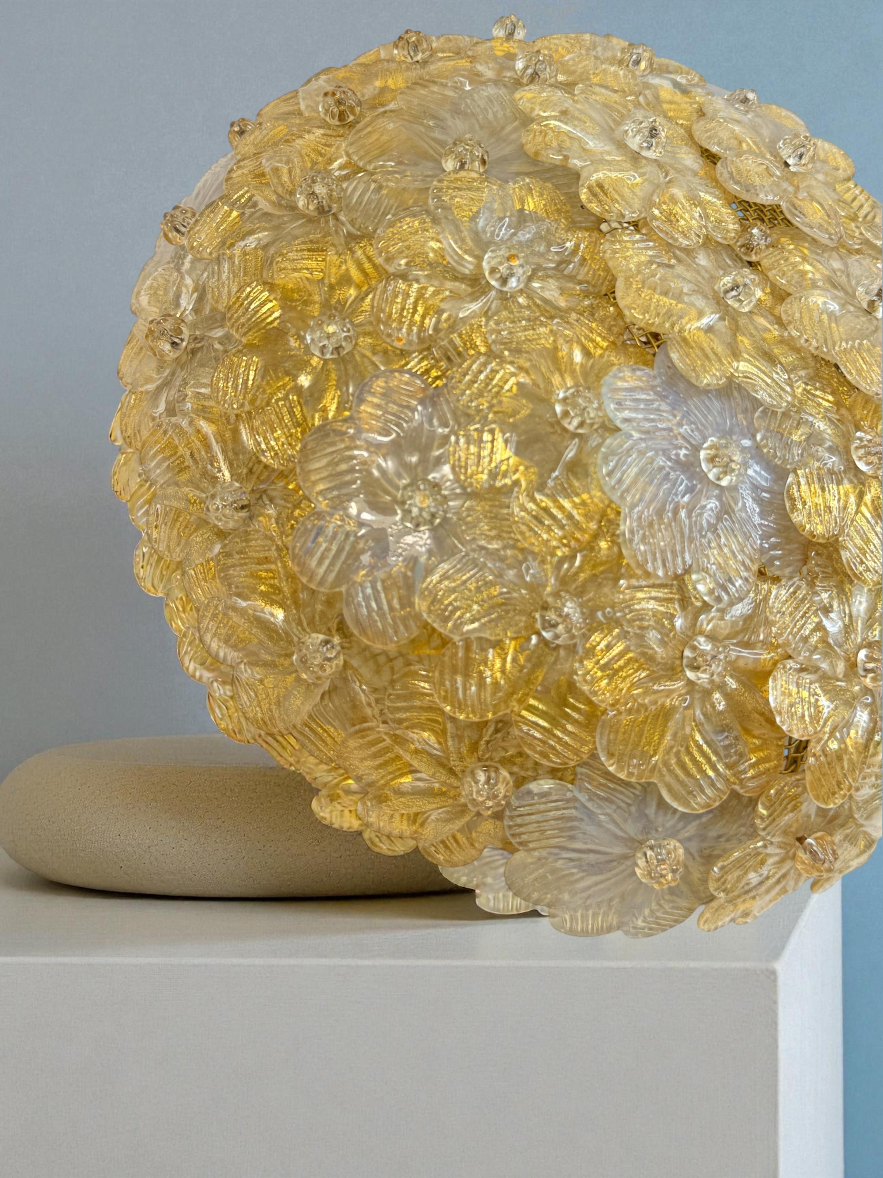 Exceptional Flower Flush Mount by Seguso Murano Venice Italy, 1950s For Sale 9