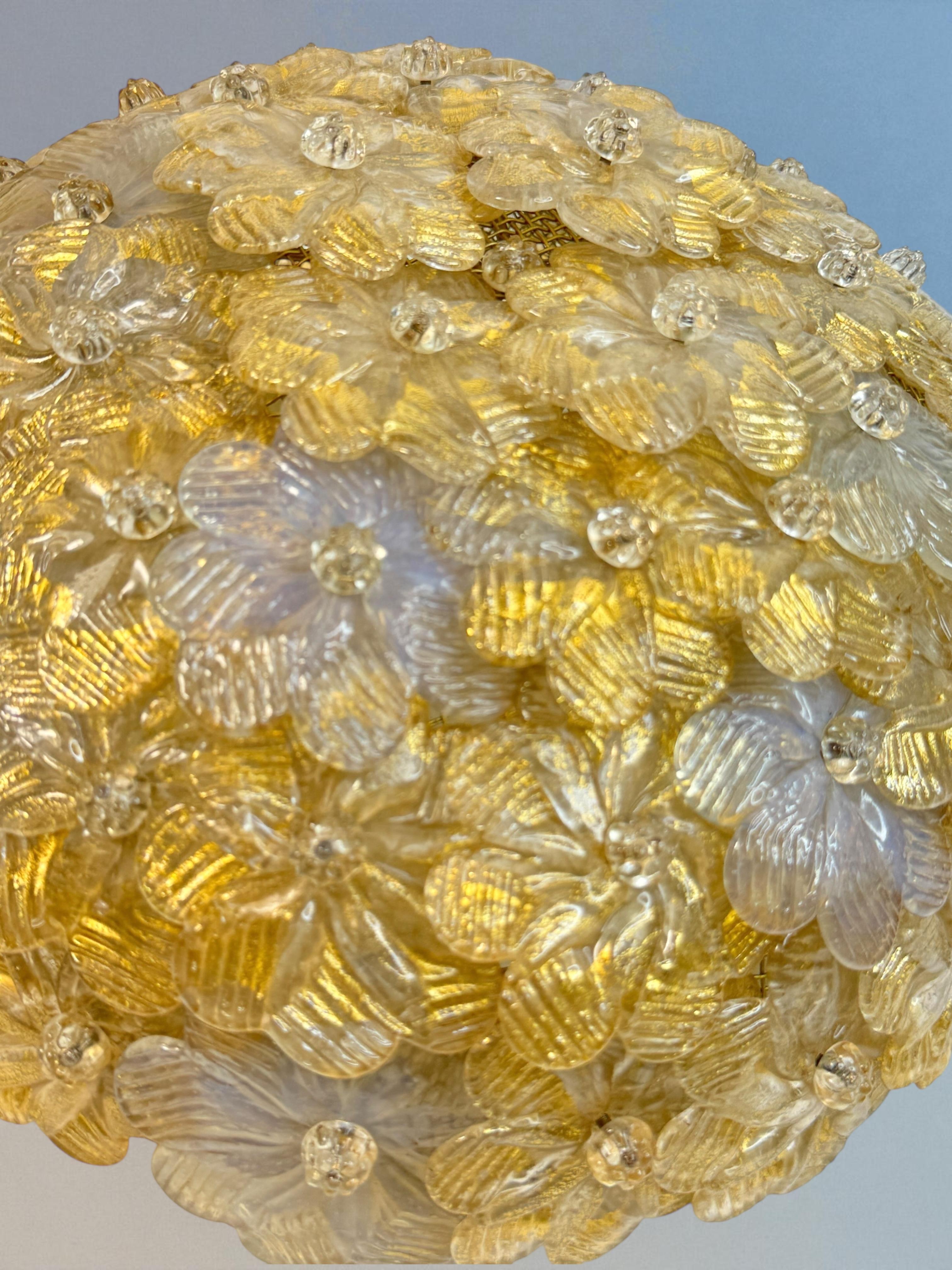 Exceptional Flower Flush Mount by Seguso Murano Venice Italy, 1950s For Sale 11