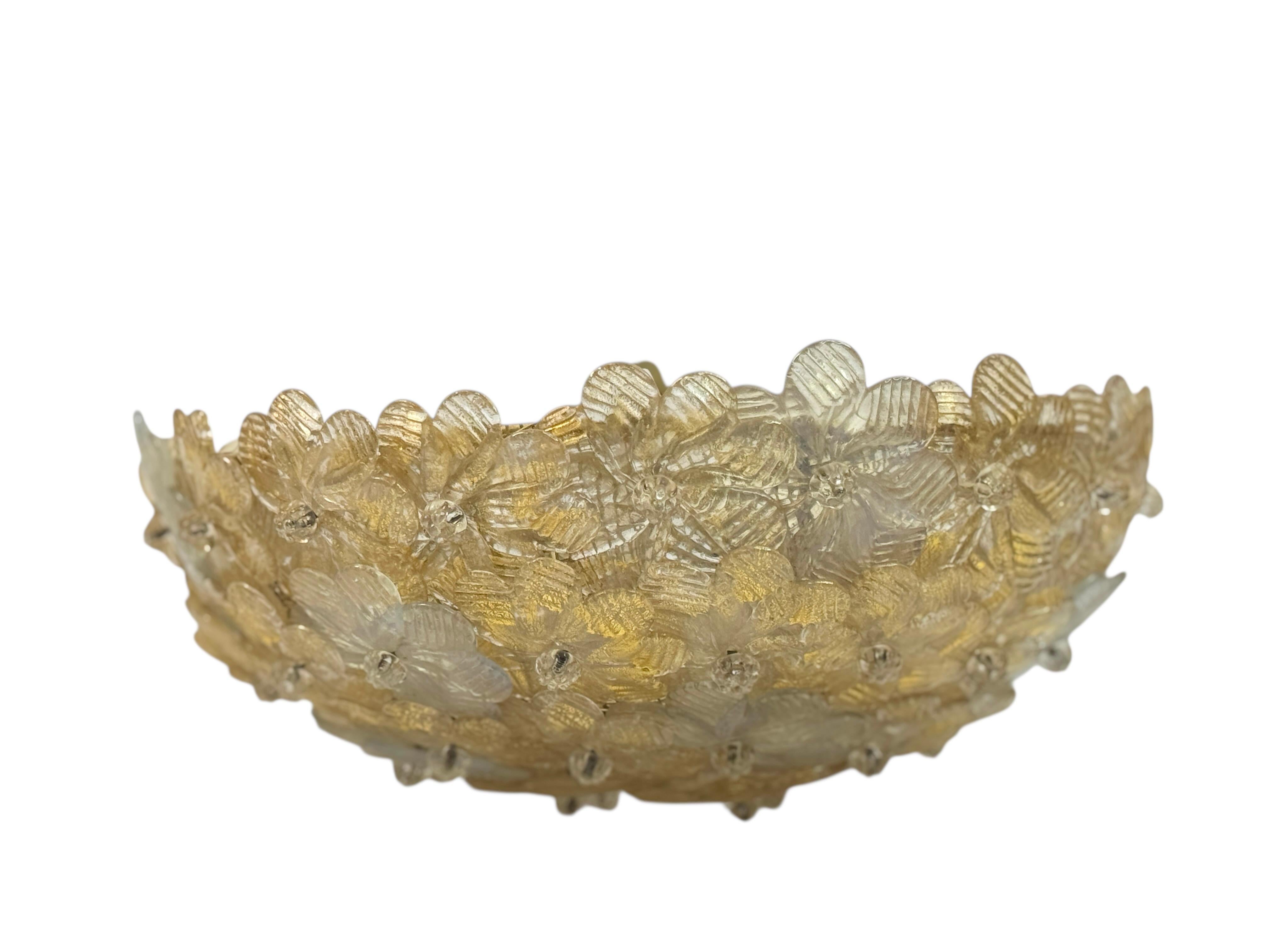 Exceptional Flower Flush Mount by Seguso Murano Venice Italy, 1950s For Sale 2