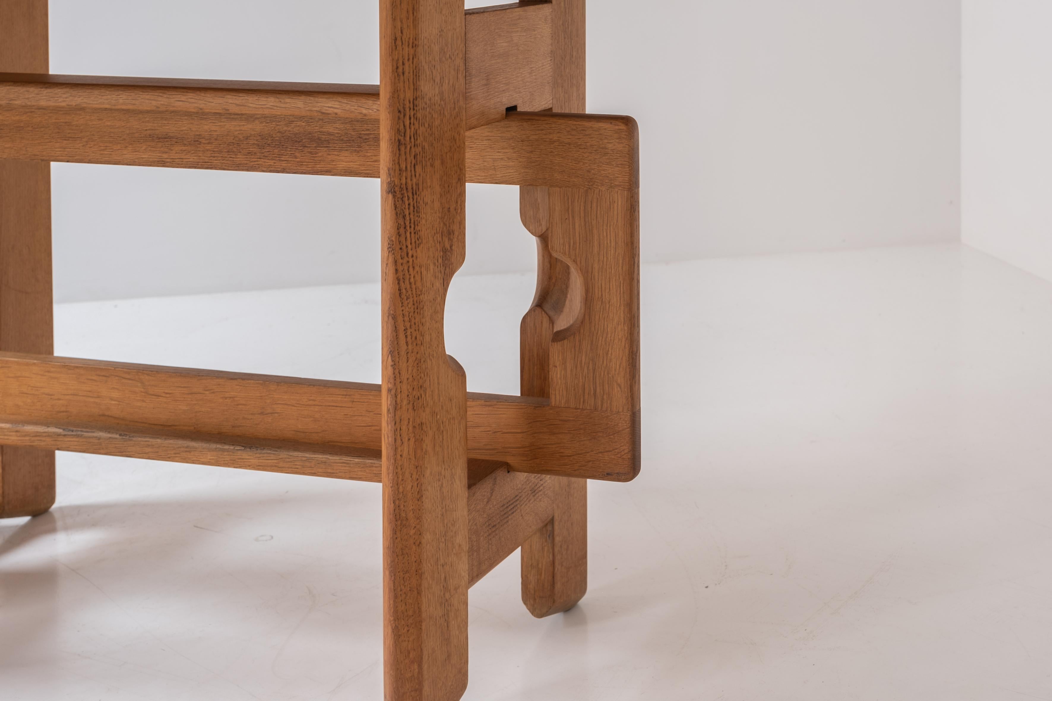 Oak Exceptional folding dining table by Guillerme et Chambron, France 1970s. For Sale