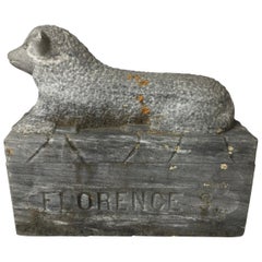Exceptional Folk Art Marble Lamb 19th Century Good Size and Quality Florence S