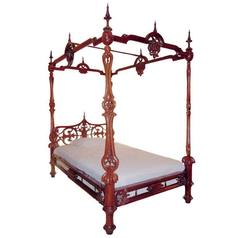 Exceptional Four Poster Early Victorian Rococo Bed