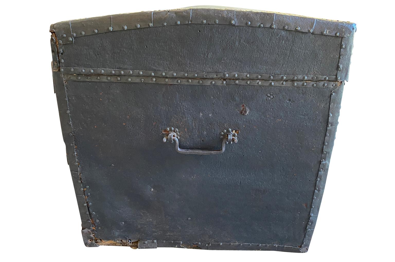 Leather Exceptional French 17th Century Marriage Trunk For Sale