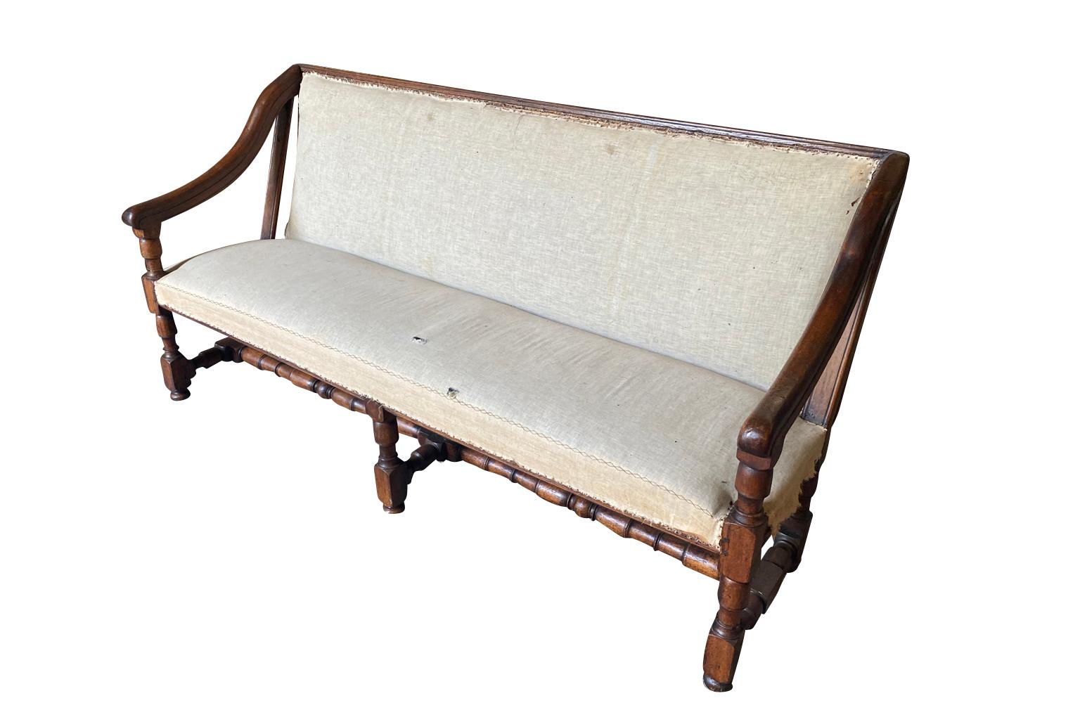 Walnut Exceptional French 18th Century Louis XIII Style Sofa  For Sale