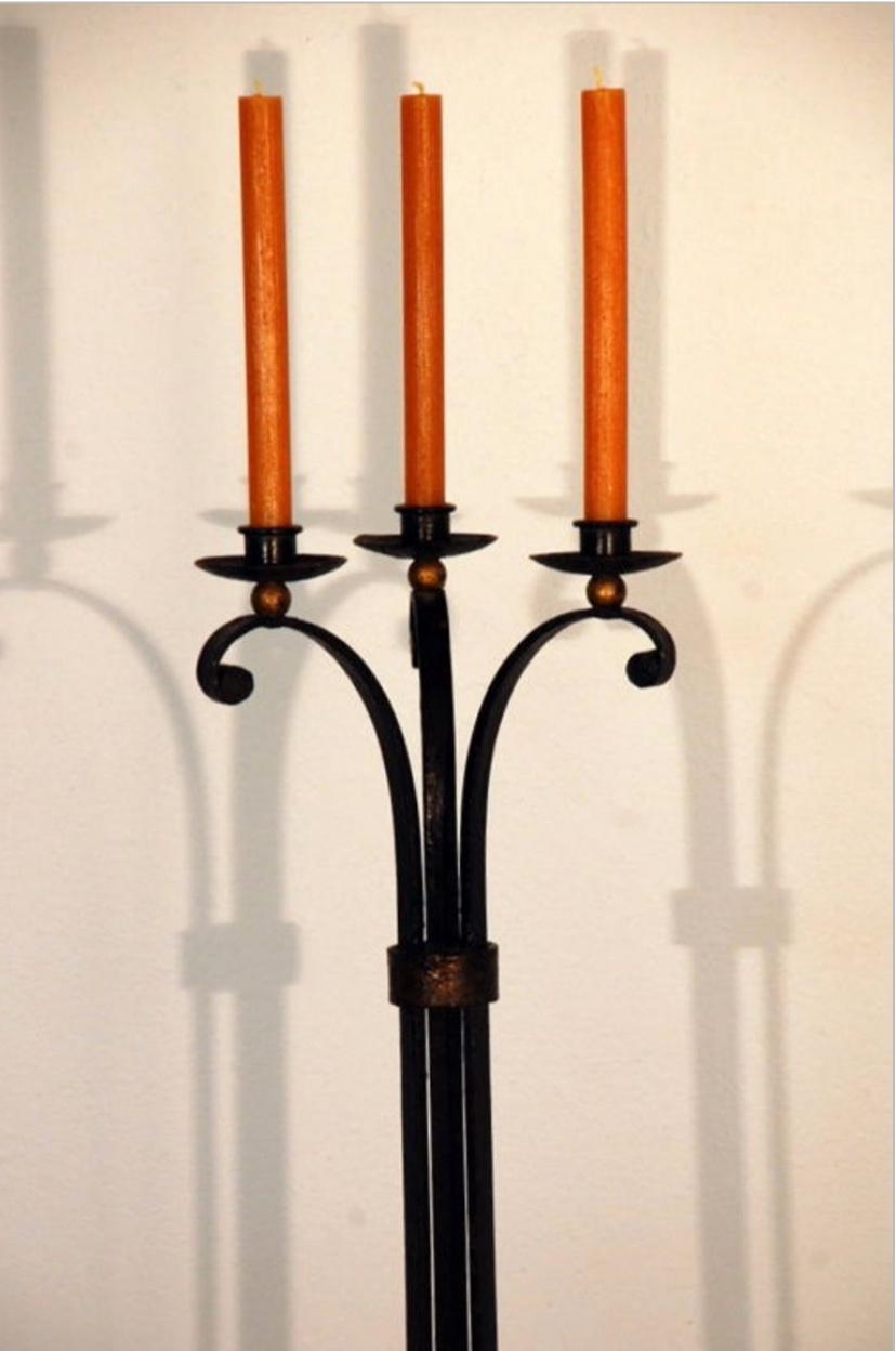 Gilt Exceptional French 1940s Candelabra in the Style of Gilbert Poillerat For Sale