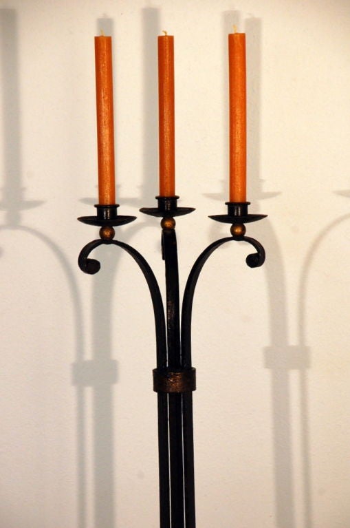 Gilt Exceptional French 1940s Candelabra in the Style of Gilbert Poillerat For Sale