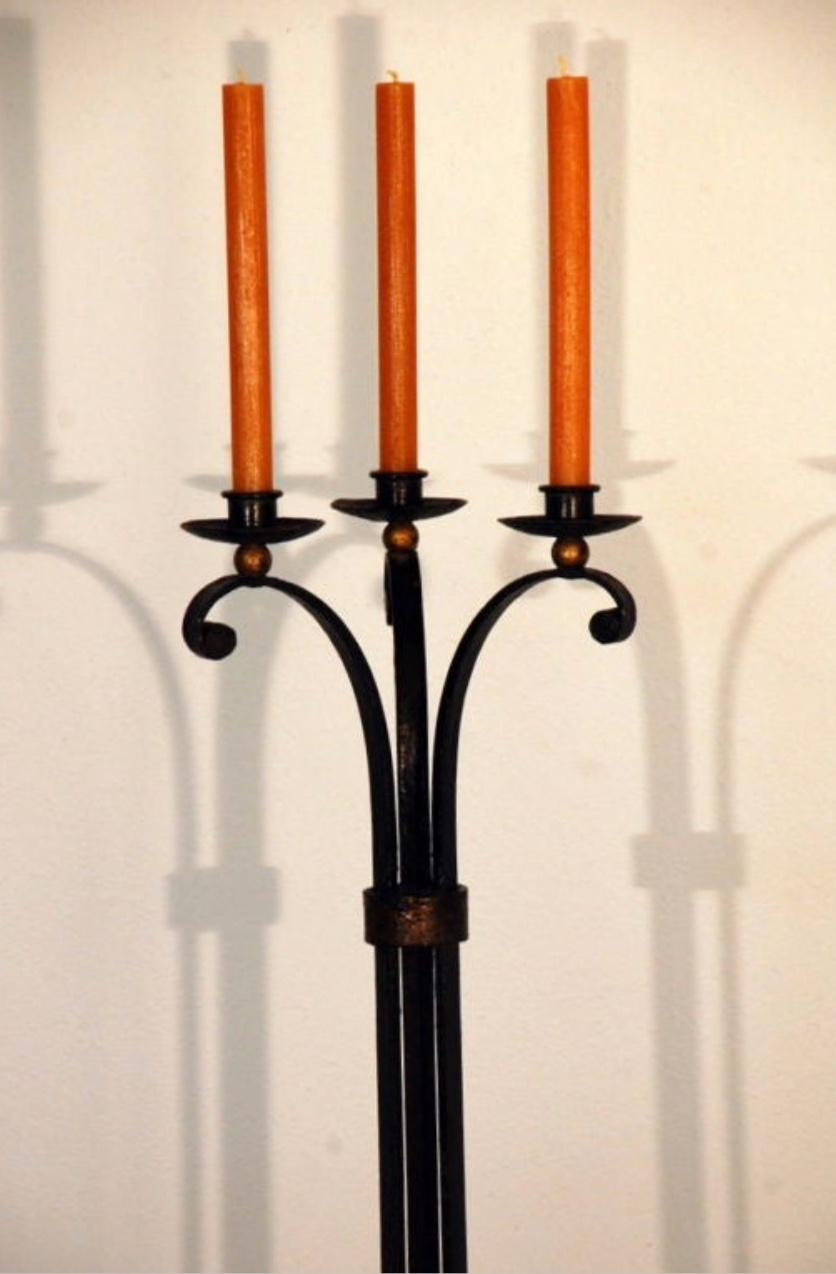 Gilt Exceptional French 40's Candelabra in the Style of Gilbert Poillerat For Sale