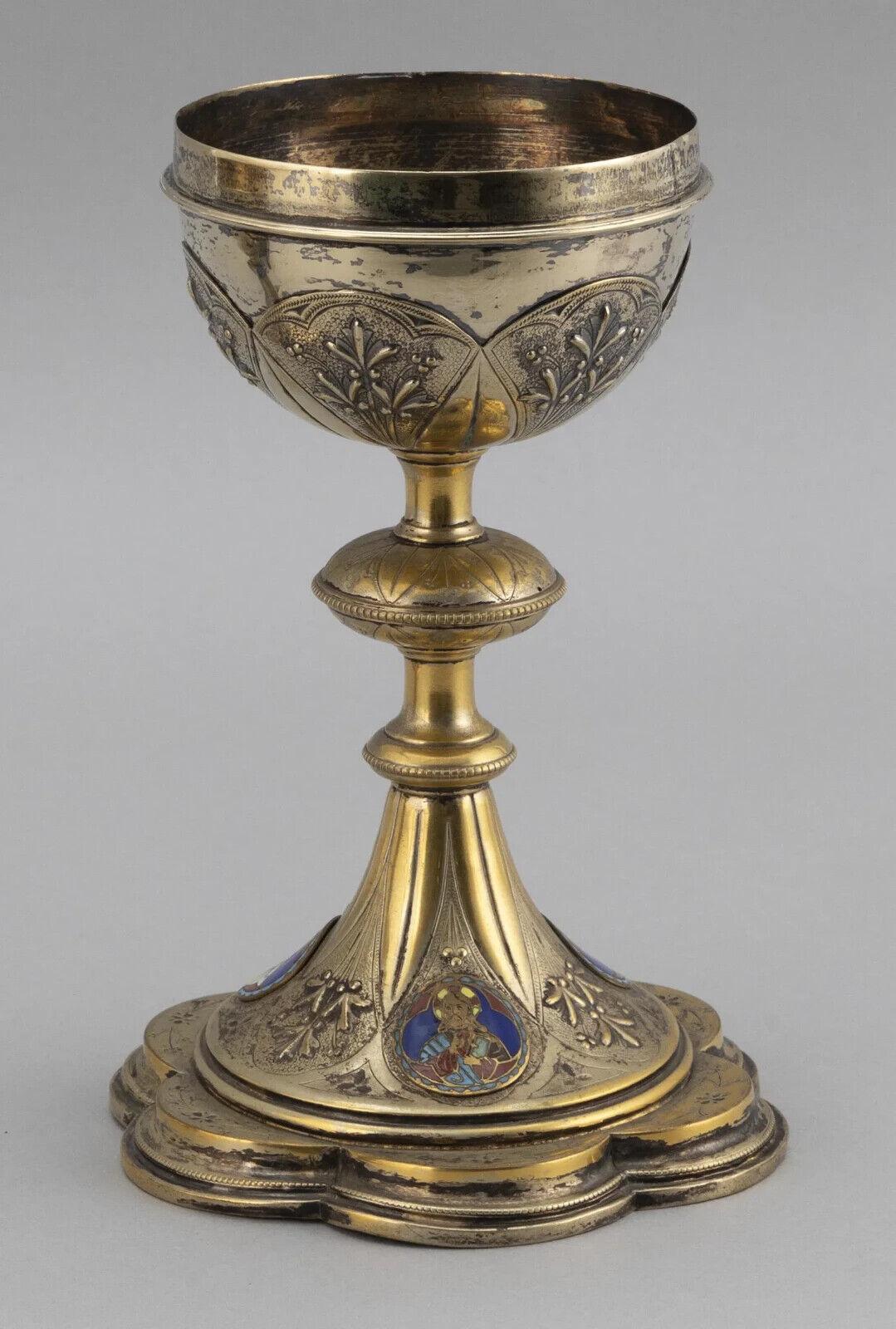 Français Exceptionnel Calice Ciborium signé en argent 950 et émail français en vente