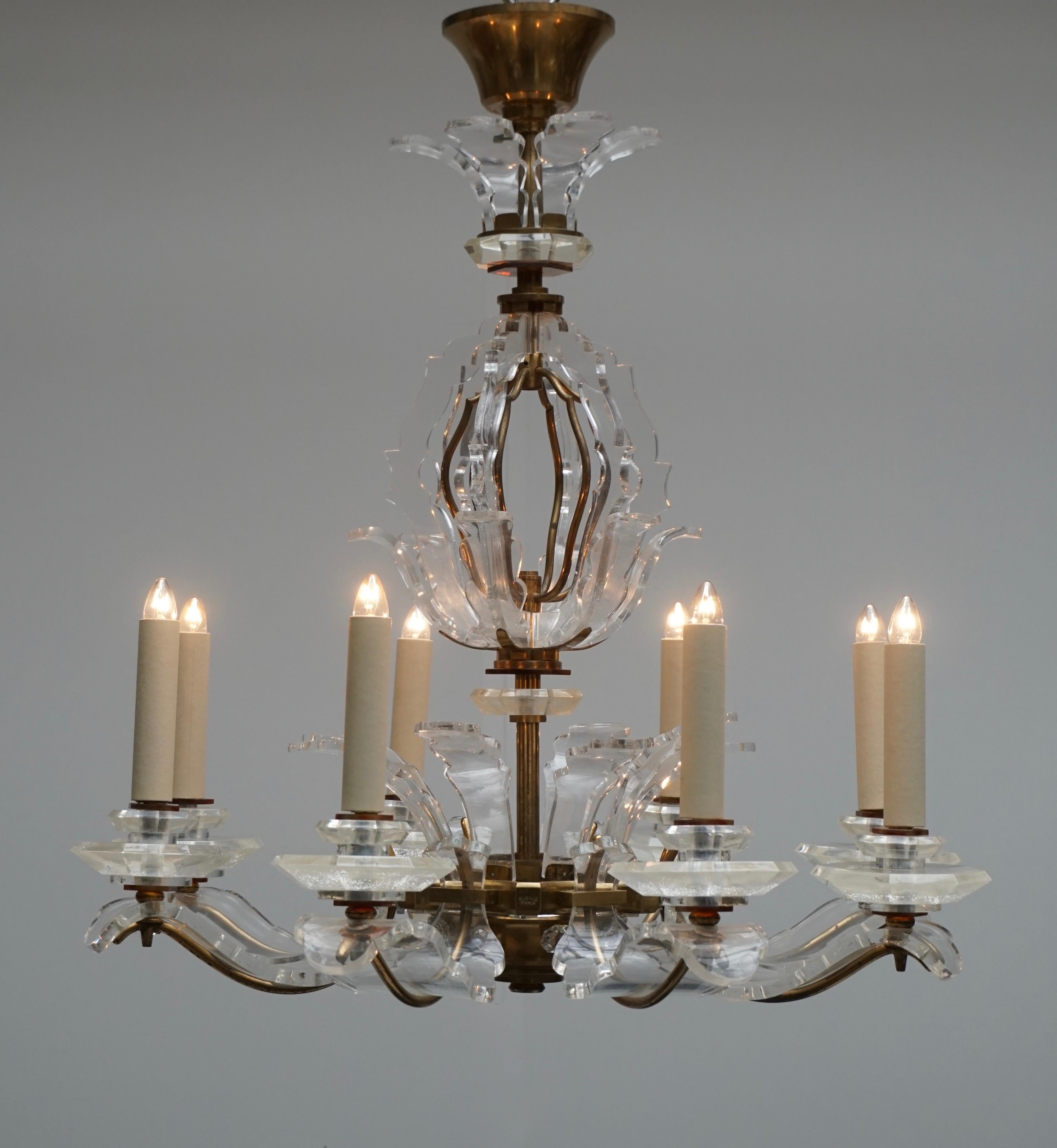 Hollywood Regency Exceptional French Art Deco Chandelier by Ernest Sabino